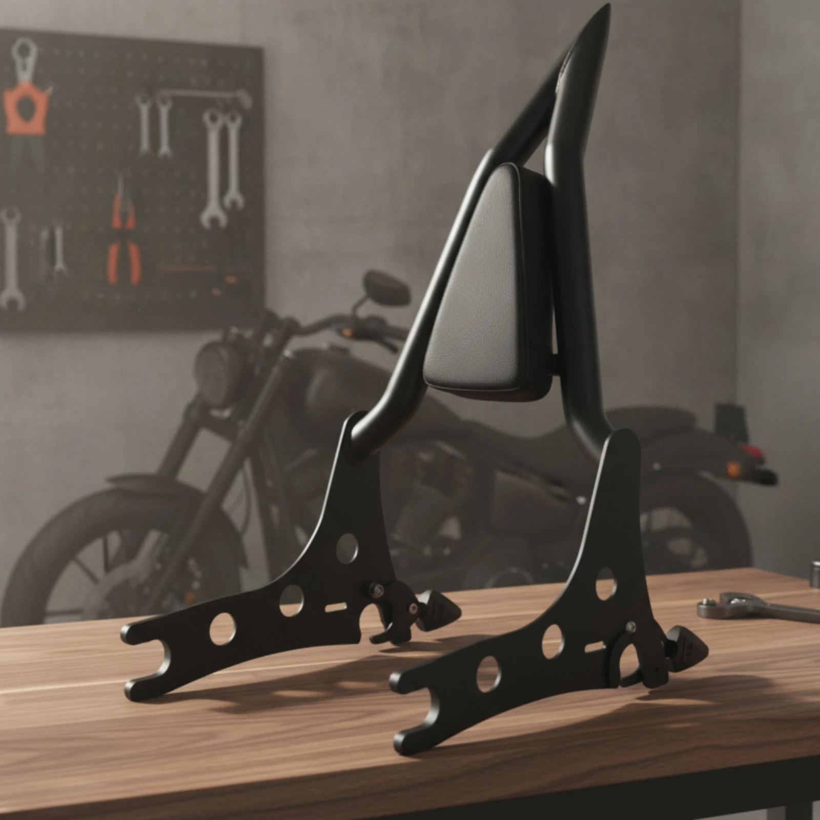 Passenger Backrest with Pad Cylindrical Motorcycle Sissy Bar with Cushion Passenger Backrest Supportive Long-Lasting