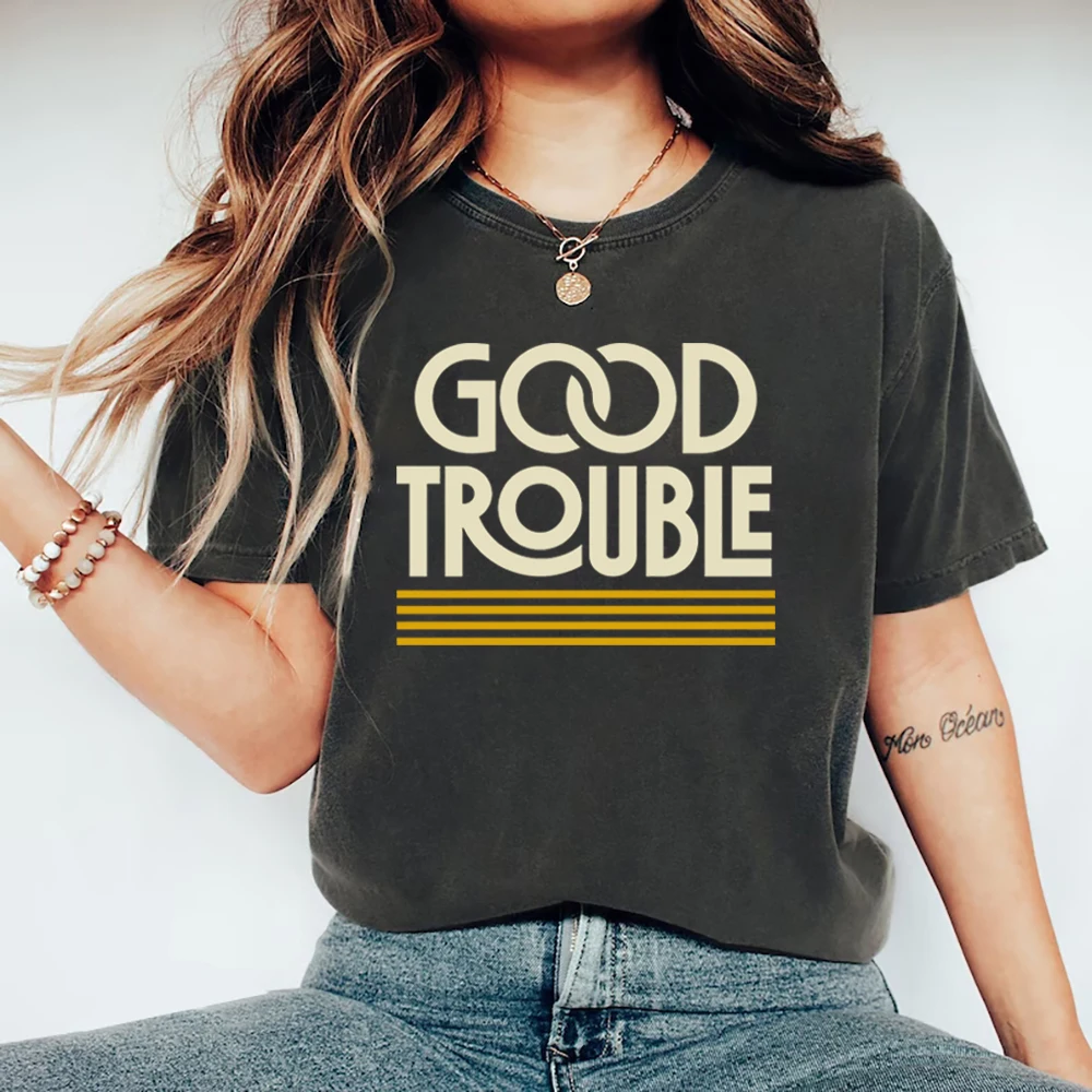 

Good Trouble Unisex T-Shirt No Kings in America Shirt Resist Fascism Tee Short Sleeve Nope Kings Tshirt Streetwear Tops