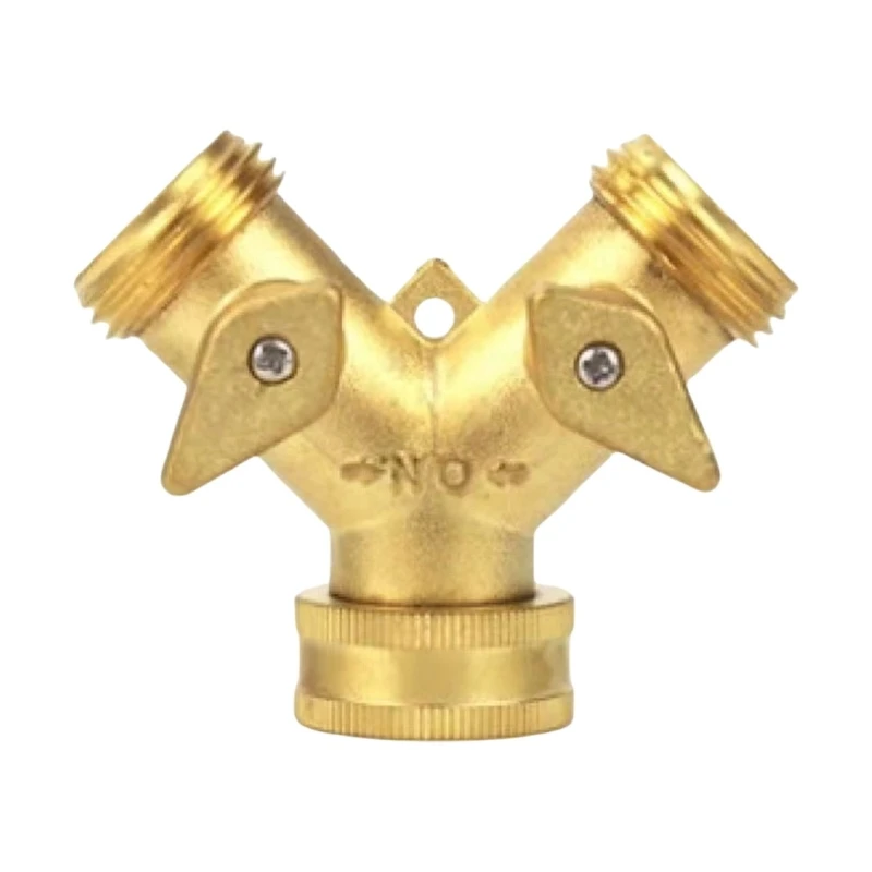 2 Way Y Hose Splitter Leakproof Brass Two Way Garden Hose Connector Multiple Tasking Brass Y Hose Splitter for Garden