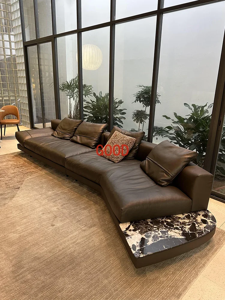 Wohnzimmer Echt leder Daunen sofa modernes Licht Luxus erste Schicht Rindsleder