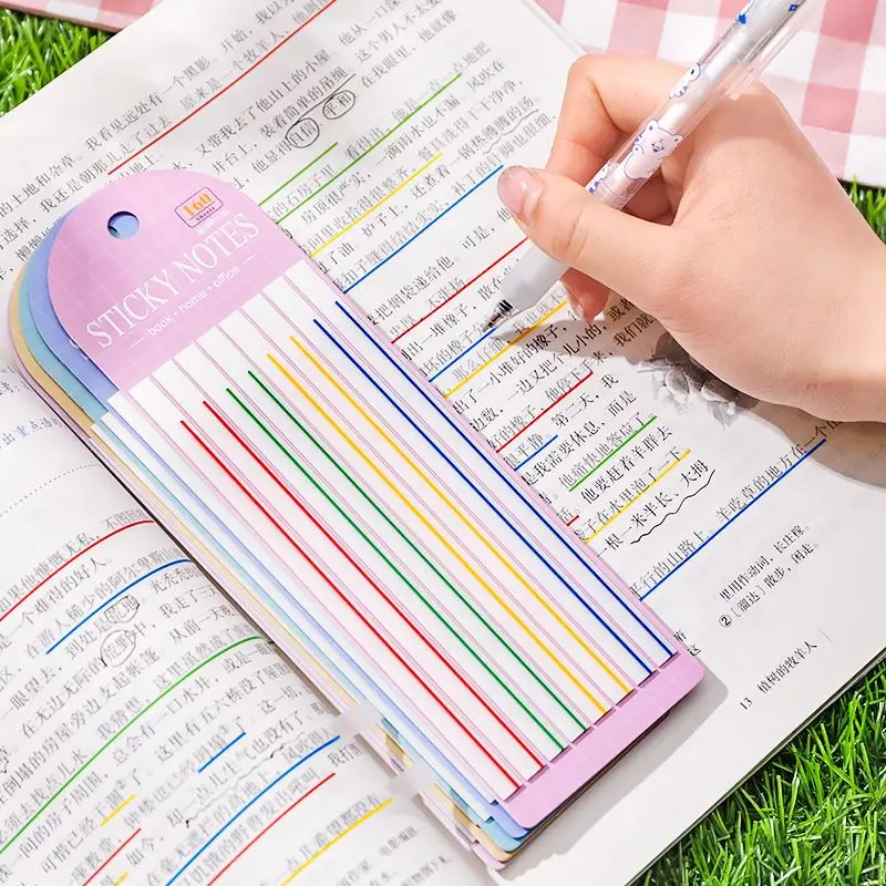 160pcs/pack Ultra Fine Strip Stickers Office School Supplies Marking Line Sticky Notes Transparent PET Materials N Times Sticker