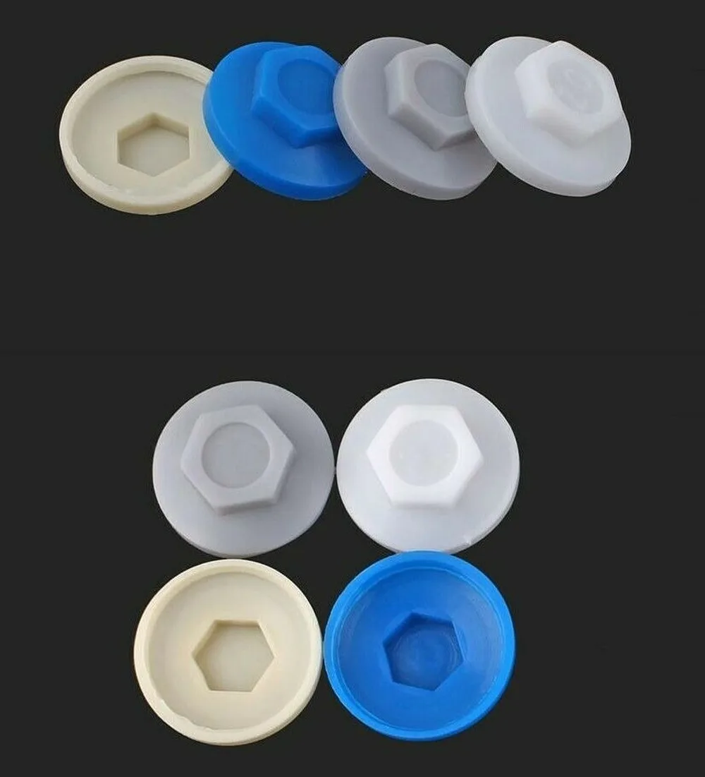 ฝาครอบสกรูหกเหลี่ยมภายนอกขนาด 5.2 มม. 30 ชิ้น ฝาครอบสกรูกันน้ำสำหรับกระเบื้องเหล็ก ฝาครอบสกรูเจาะตัวเอง น็อตเกลียวปล่อย ฝาครอบพลาสติก