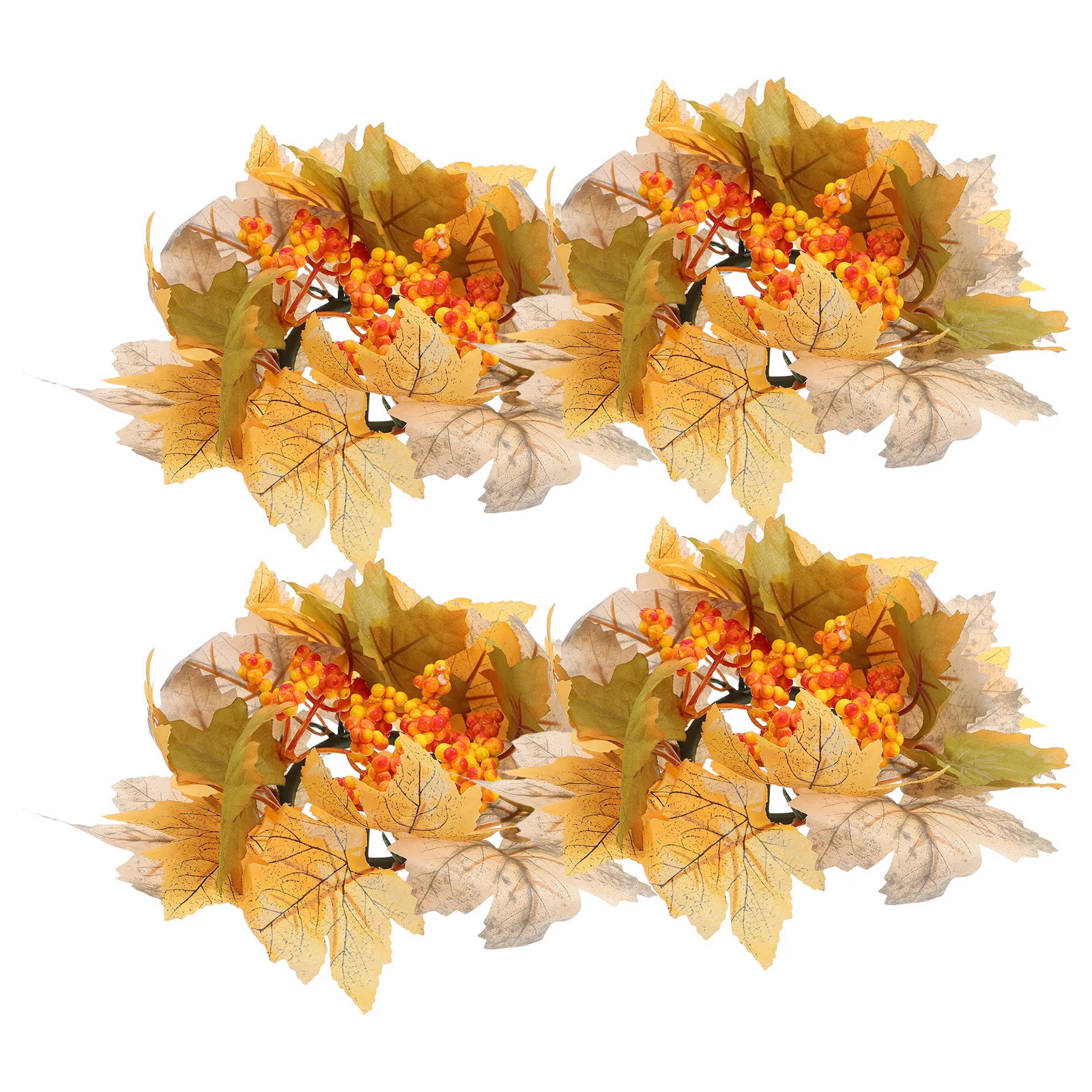 

4 Pcs Maple Leaf Candlestick Wreath Decor Silk Flowers Artificial Branches