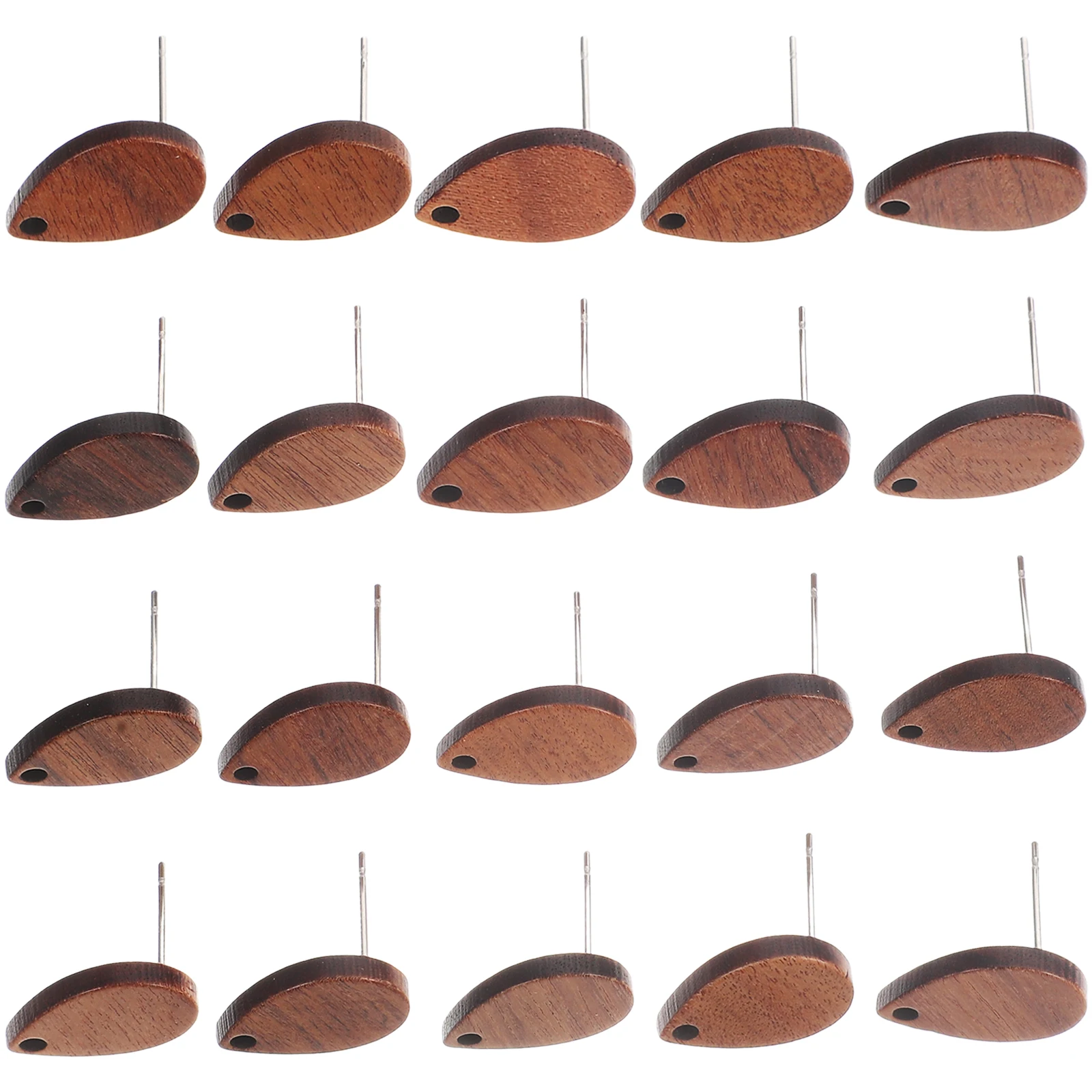 

20pcs Wood Earring Posts Diy Earring Pin Simple Style Jewelry Making Components Earring Repair