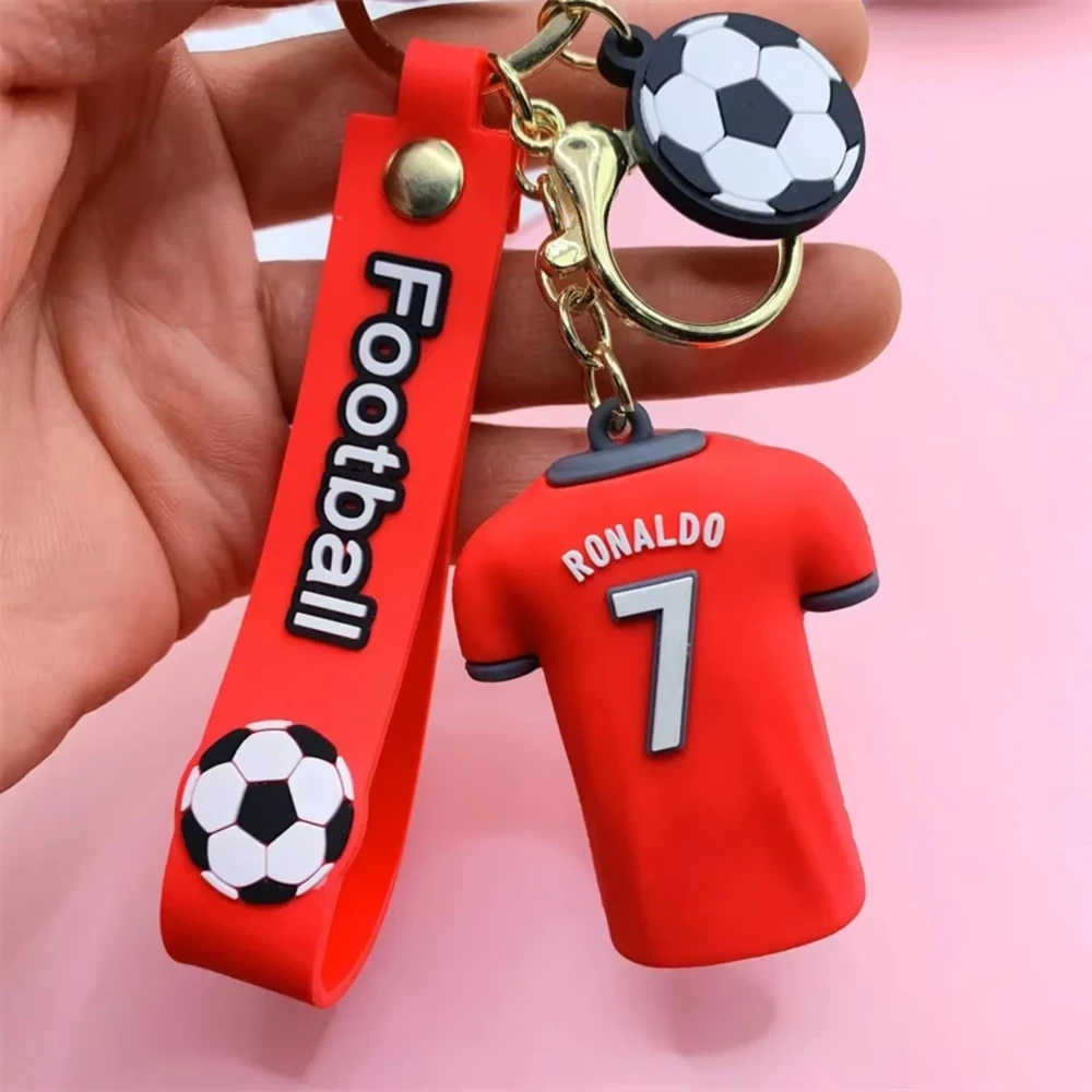 Football Couple Jerseys Keychain, Soccer Fan Car Keychain Set, Double-Sided Backpack Pendant Accessories Party Favors