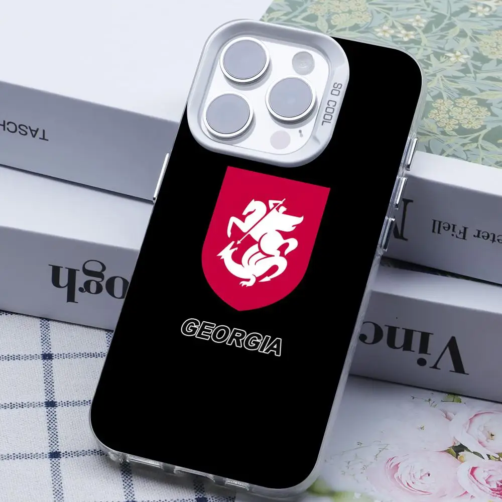 

Georgia Flag White Translucent Mobile Phone Case for iPhone 17 16 15 14 13 12 11 X XR XS Air Pro Max Plus Colorful Cover