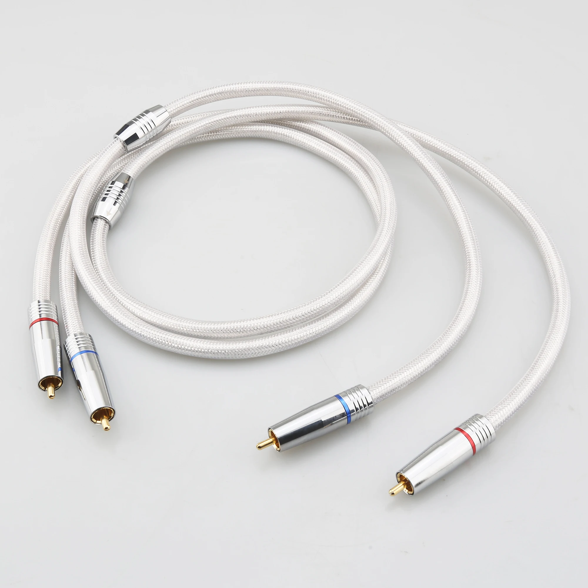 Audiocrast IC102AG 99.998% كابل RCA من الفضة النقية HiFi Audio ربط سلك PSS فضي نقي مع قابس مطلي بالذهب