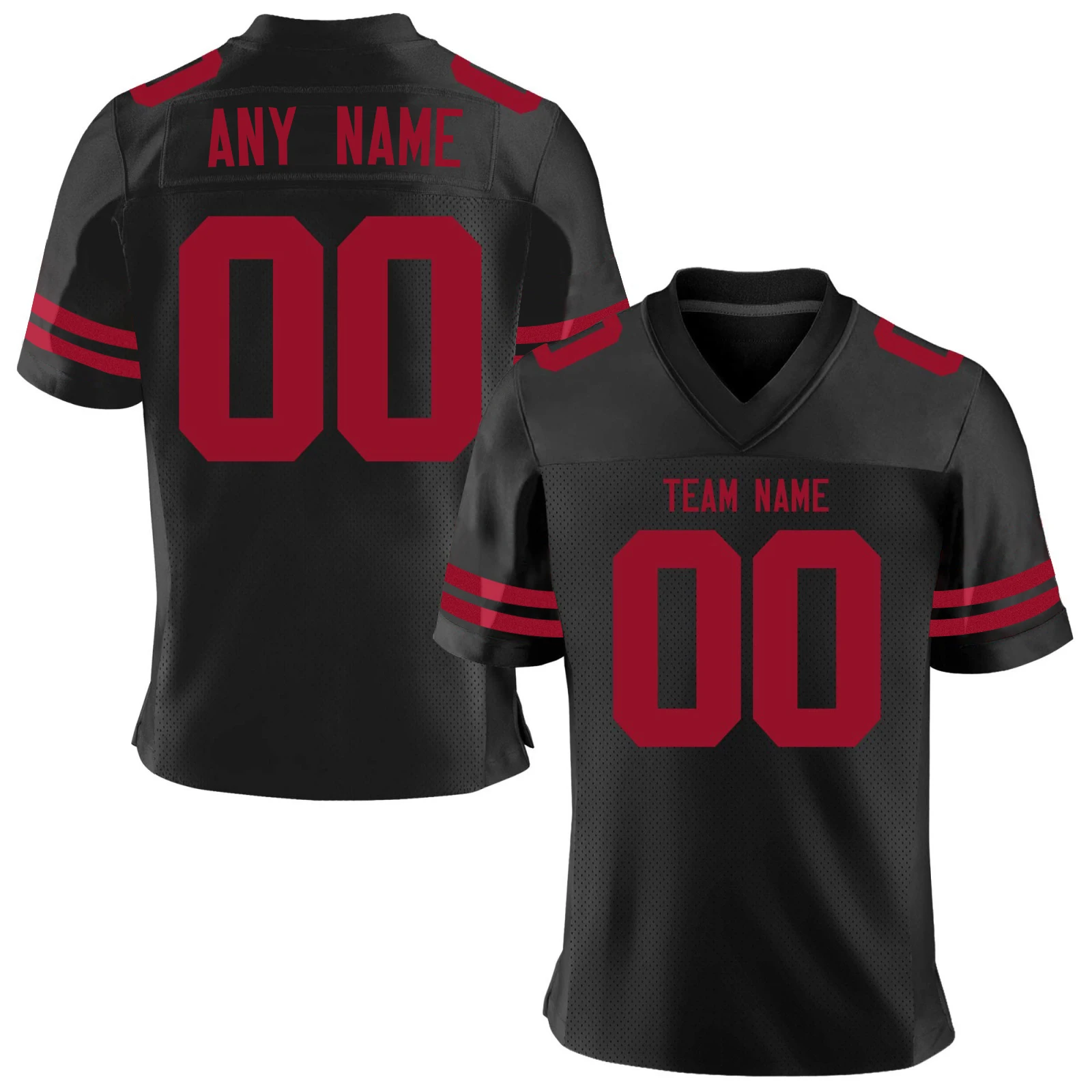 Custom American Football Jersey Red White Personalized Printed Team Name Number Breathable Football Top for Men Women Youth Kids