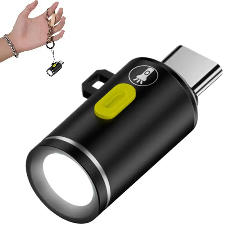 Type-C LED Mini Flashlight Handheld Strong Light Pocket Keychain Flashlight Small Torch Light Outdoor Hiking Camping Accessories