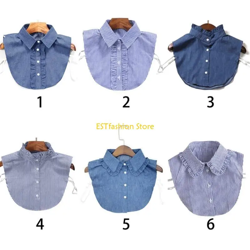 y5gc-women-new-fashion-stripe-lace-collar-shirt-fake-collar-tie-vintage-detacha