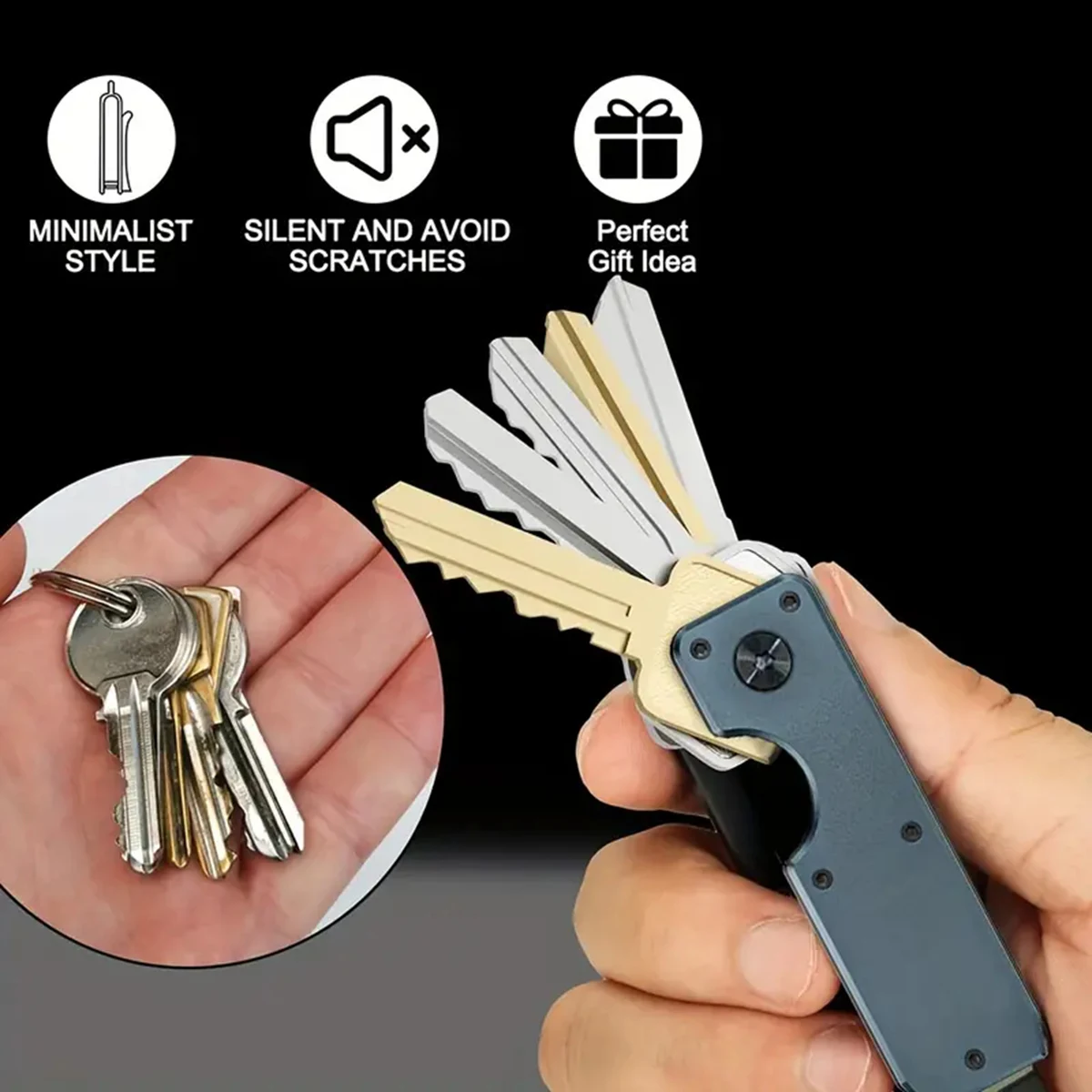 Key Organizer - Compact Metallic Key Holder | Minimalist Innovative Keyholder | Smart Keychain Secures