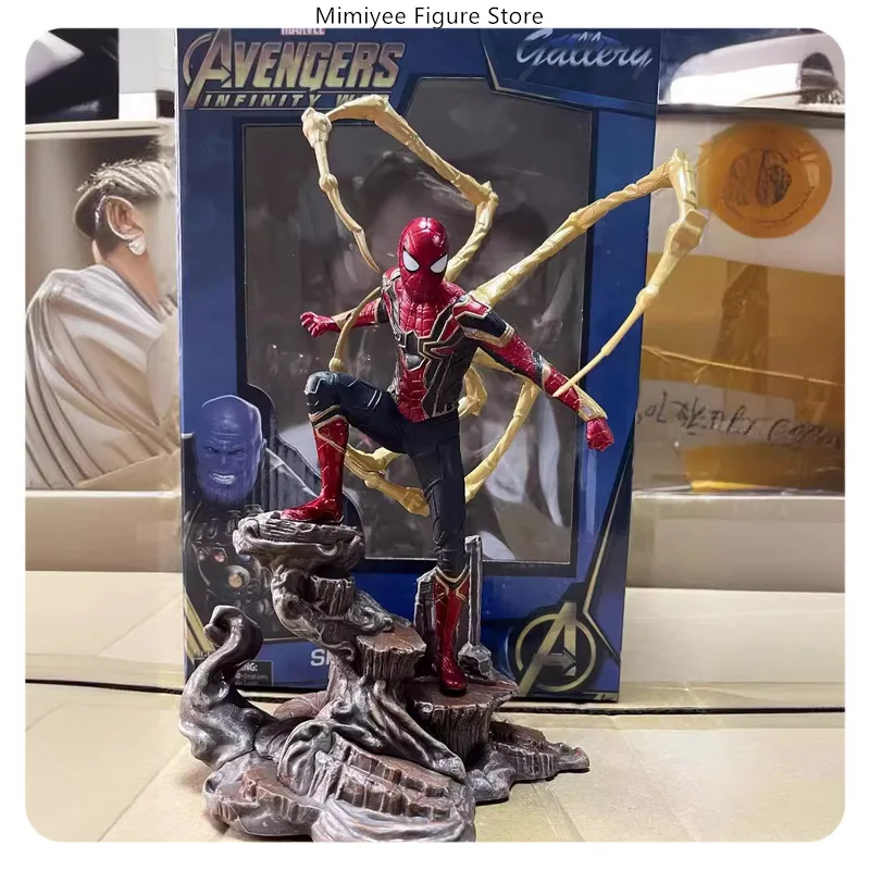 28cm Iron Spider-Man Scene with Claws Anime Figure Model Statue Collection Desktop Decoration Ornament Toy Gift for Fans