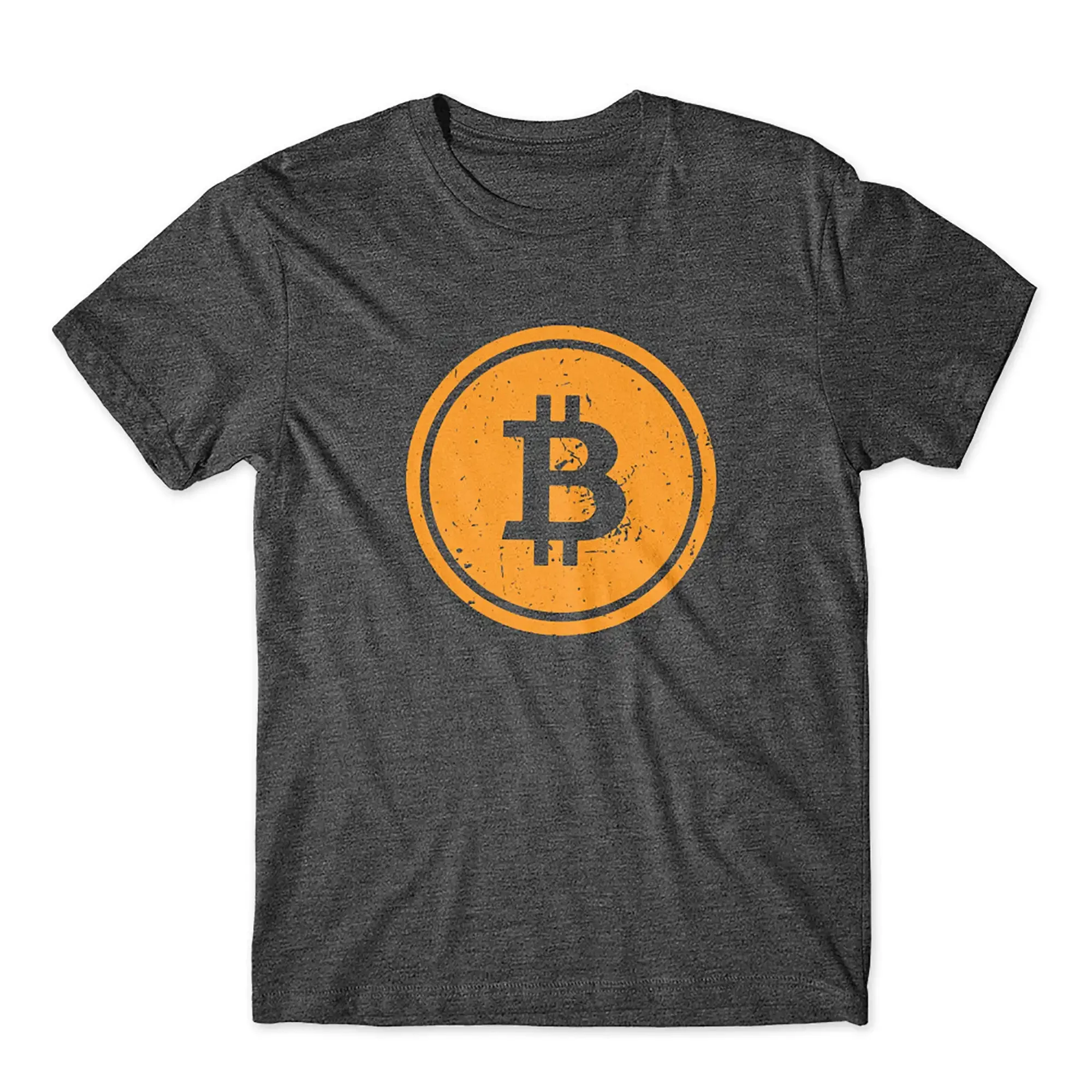 Bitcoin T Shirt on Dark Gray Light White and Red Soft Premium Cotton Comfy