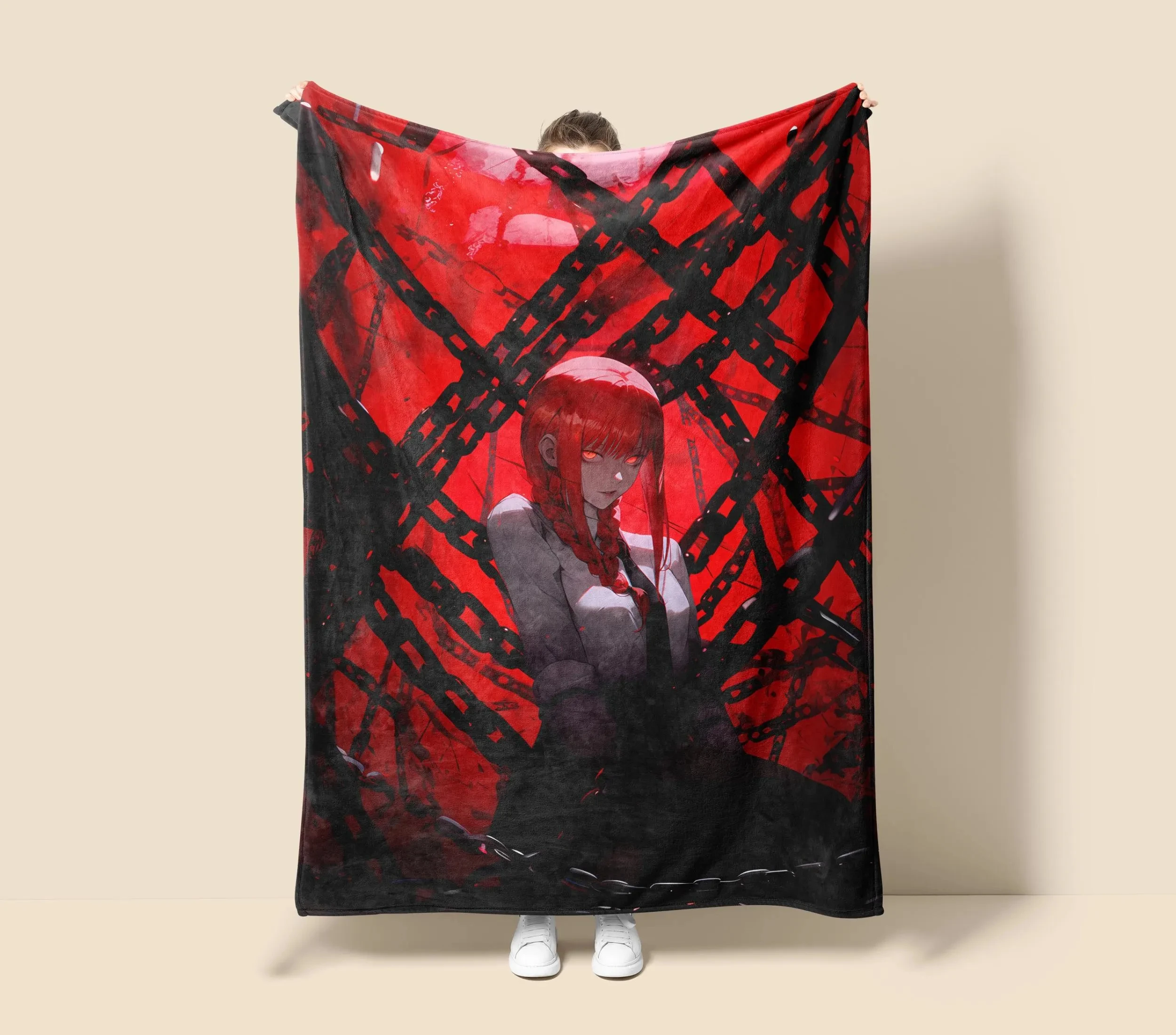 Manta polar de anime, manta de manga, decoración de sala de juegos, arte mural de anime, regalo de Navidad para otakus, merchandising de Makima