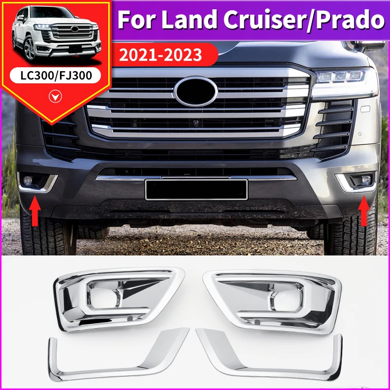 

For Toyota Land Cruiser 300 2021 2022 Lc300 Exterior Upgrade Decoration Accessories High Gloss Chrome Fog Lamp Cover Body Kit