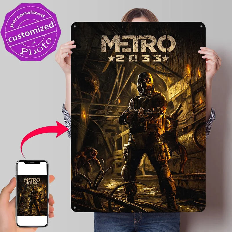 Metro 2033 Soldier in Dark Tunnel Metal Poster Perfect Gift for Fans Lovers Customized Wall Art Metal Sign for Decor Room Home