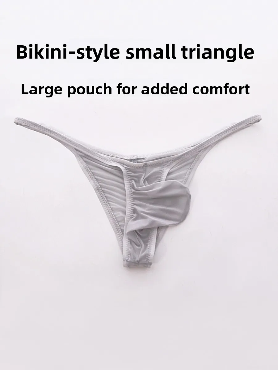 

Men's Ice Silk Low Waist Briefs Ultra Thin Transparent Bikini f Butt Covering Soft Comfortable Sexy Big ket Underwear
