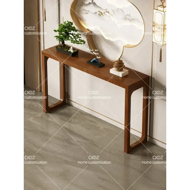 New Chinese Style Solid Wood Entrance Table Narrow Wall Side Console for Corridor Zen Incense Holder Entryway Decor Furniture