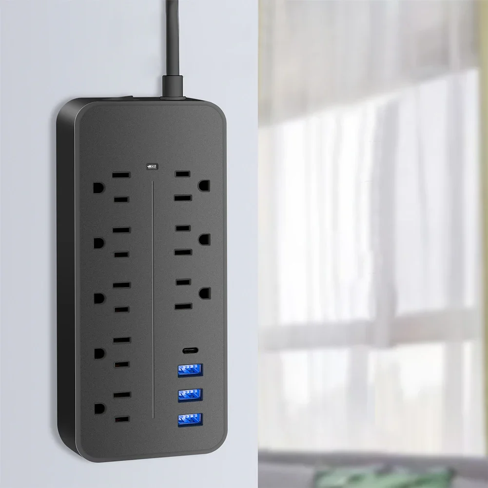 EU Plug Power Strip 10A 110V 220V Multi Tap with Extension Cable Charge Electrical Socket 2000W Smart Outlet Power Strip