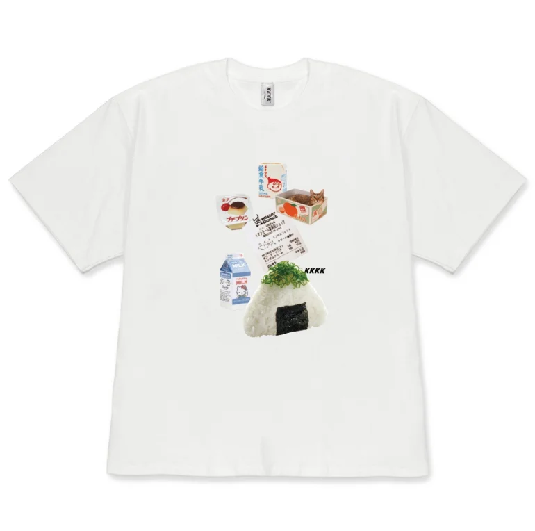 Cute T-Shirt  Japanese Food Cat Collage Graphic Tops for Men Women Casual Short Sleeve Foodie Tee Shirt Versatile Korean Style