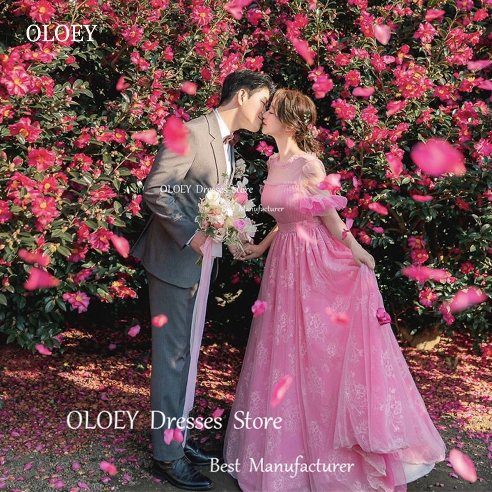 OLOEY-Robe de soirée princesse en dentelle rose, ligne A, robes de mariée coréennes, nickel é, doux, long, Rh, jardin de la mariée, quoi que ce soit