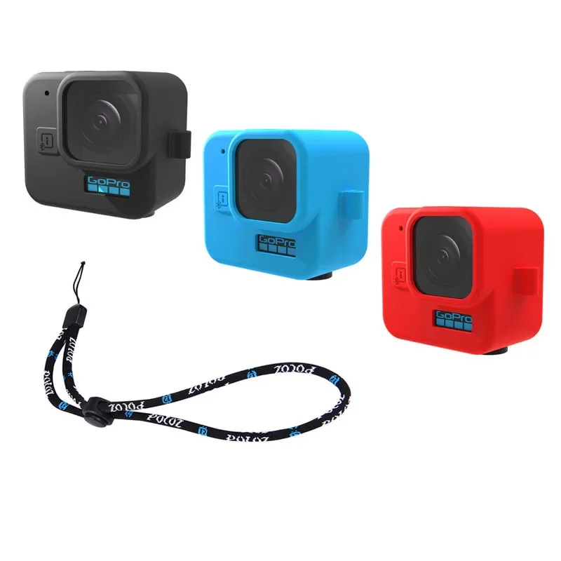 Funda de silicona a prueba de polvo, carcasa protectora con cordón para muñeca para Gopro Hero 11, accesorios negros para Mini Cámara de Acción
