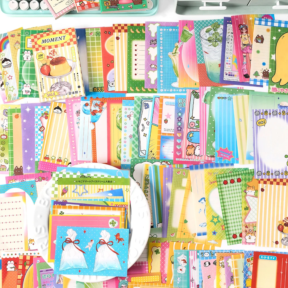 100 fogli Serie Rainbow Era Kawaii Coreano Ins Adesivo per messaggi strappabile Fatto a mano Scrapbooking Carta materiale fai da te