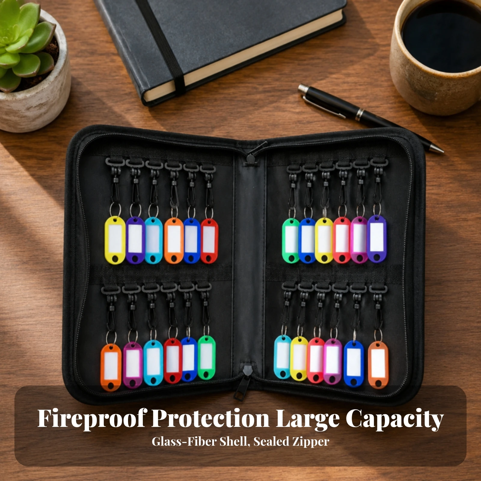 Portable Key Case with Clips Waterproof Key Holder Case with Zipper Long-Lasting Convenient for Property Managers, Office