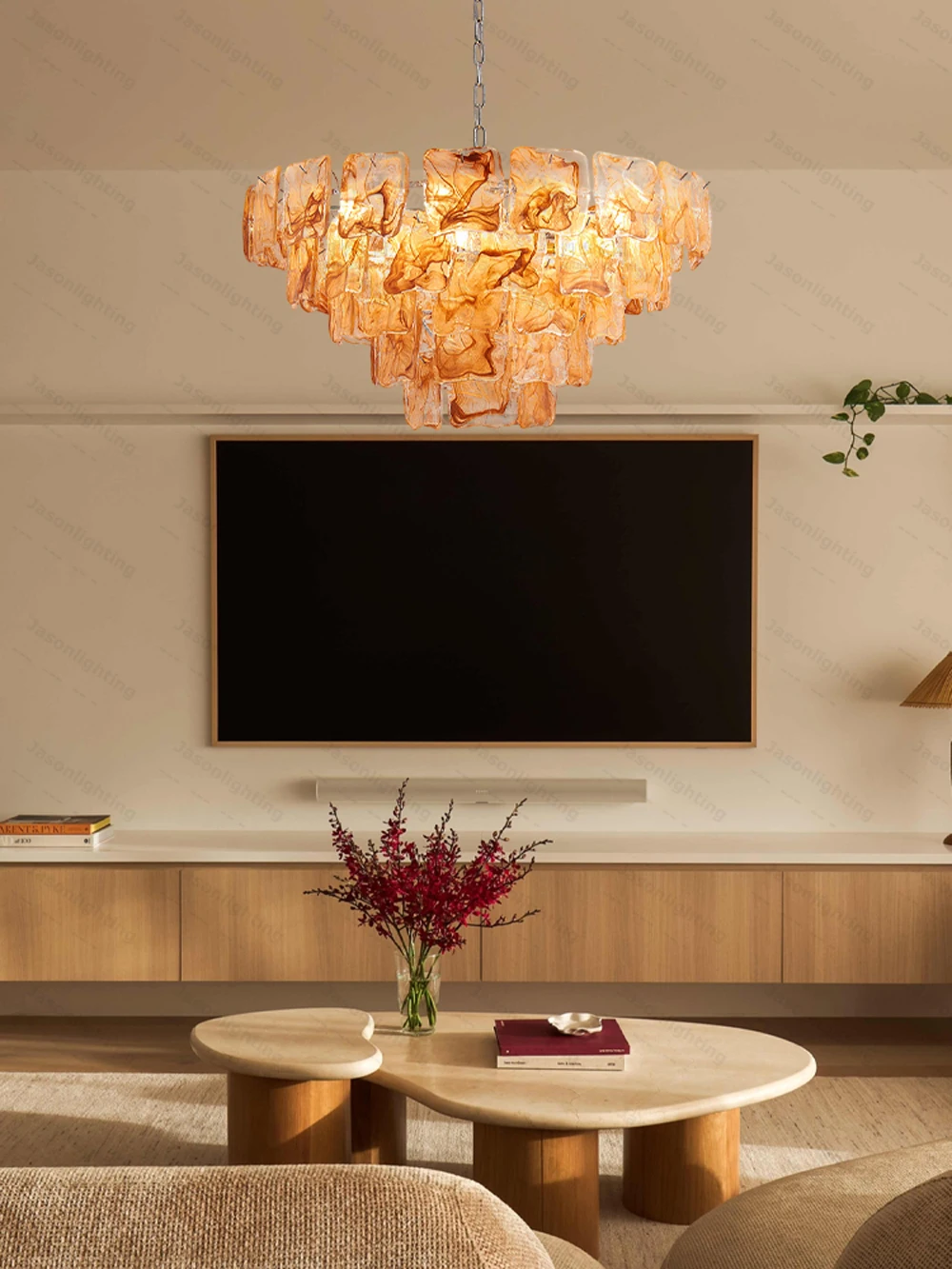 Blue Eyes Glass Collection Dimmable LED Chandelier