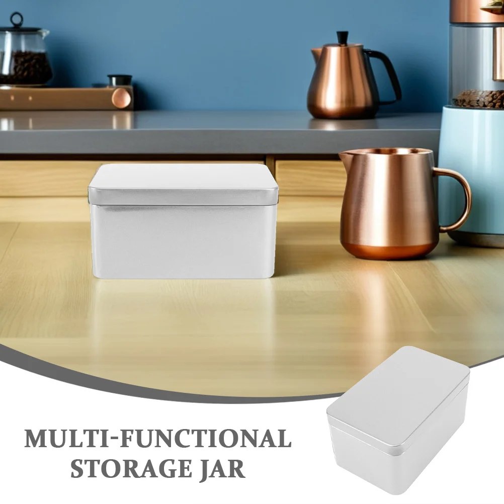 

2Pcs Tea Box Multi-Functional Rectangular Tinplate Storage Canister Household Organizer Bulk Packaging Container for Loose Tea