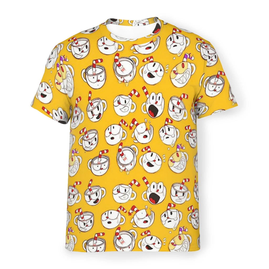 Cuphead Cup Head Game Pattern Style Polyester TShirt  Top Quality Hip Hop Thin T Shirt Short Sleeve