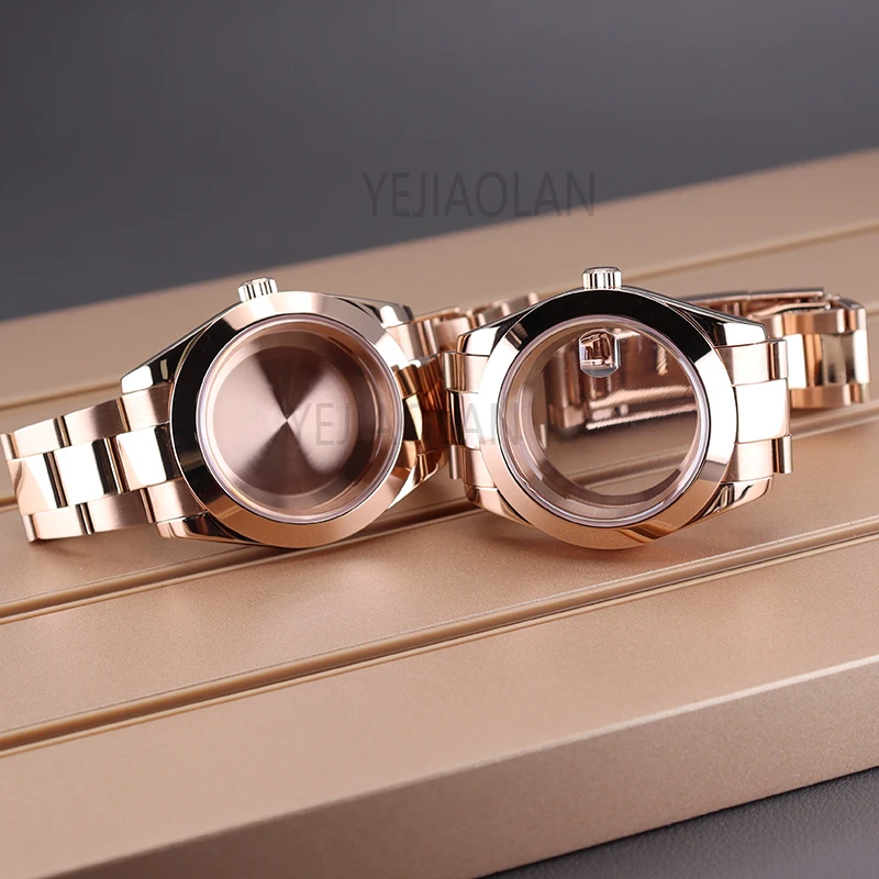 36Mm/40Mm Rose Gold Ms. Horlogekasten Bandjes Onderdelen Voor Air King Nh35 Nh34 Nh36/38 Miyota 8215 Beweging 28.5Mm Wijzerplaat Roestvrij Staal