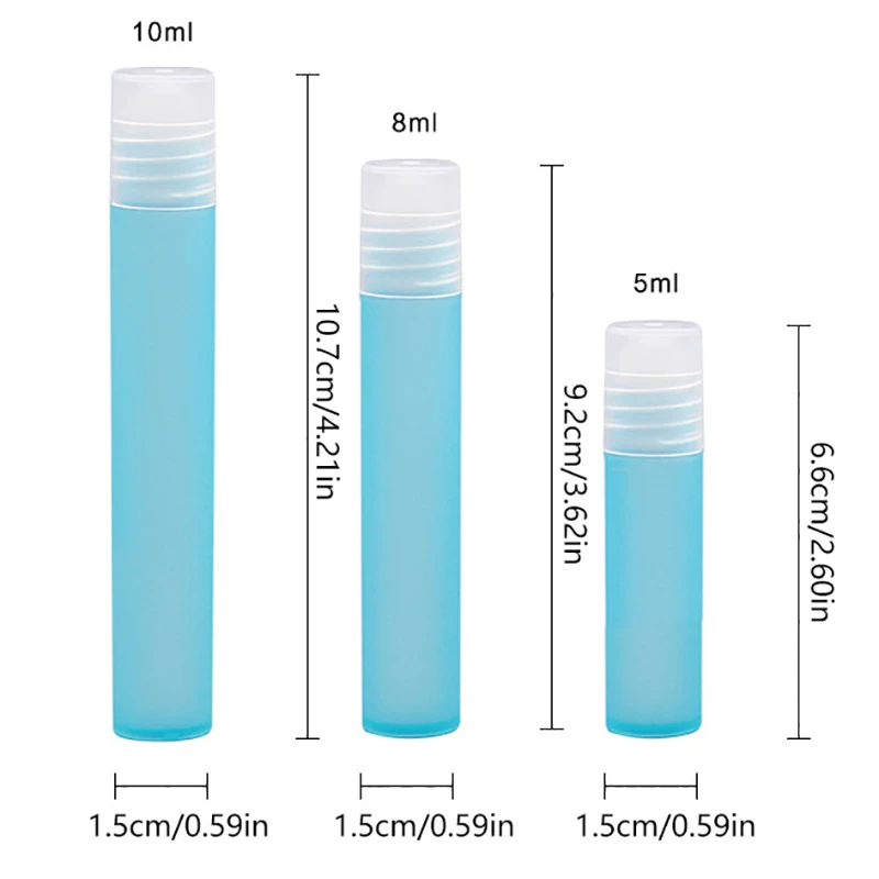 エッセンシャルオイル用のミニプラスチック製ロールオンボトル,液体化粧品容器,詰め替え可能な香水サンプルバイアル,5ml, 8ml, 10ml, 1個