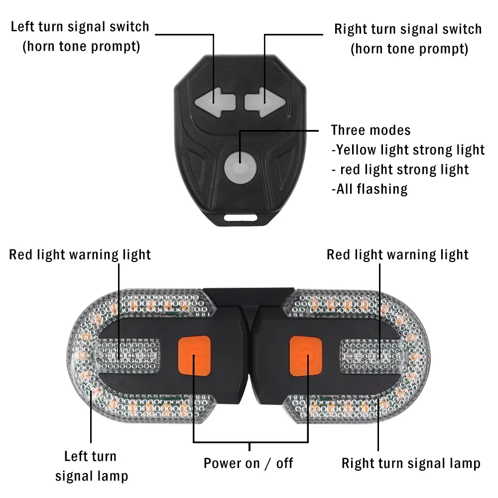 For Xiaomi M365 1S Pro Pro2 Mi3 LED Rear Turn Signal Tail Light Electric Scooter USB Rechargeable Warning Lamp Replacement Parts