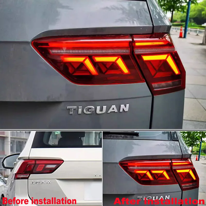 Montagem da lanterna traseira para Volkswagen Tiguan 2017-2022, Modificado Novo LED traseiro Taillight, Streamer Turn Signal, Auto Peças