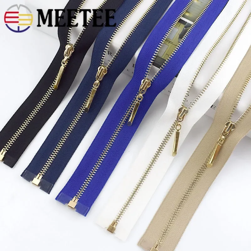 

2/5pcs Meetee Metal Zipper 3# 40/50/60/70cm Open End Zip for Bags Purse Down Jacket Skirt Clothing DIY Sewing Accessories