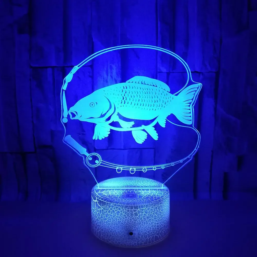 Nighdn Acrylic 3D Fish Lamp Illusion Night Light 7 Colors Change Bedside Lamp LED Night Lights Gifts for Kids Elder Room Decor