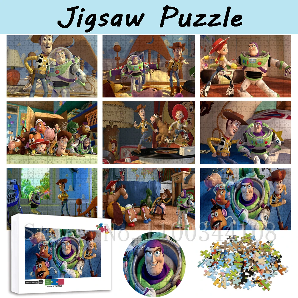 Disney Toy Story Jigsaw Puzzles for Adults 300/500/1000 Pcs Cartoon Movies Wooden Puzzles Decompressing Assemble Game Toys