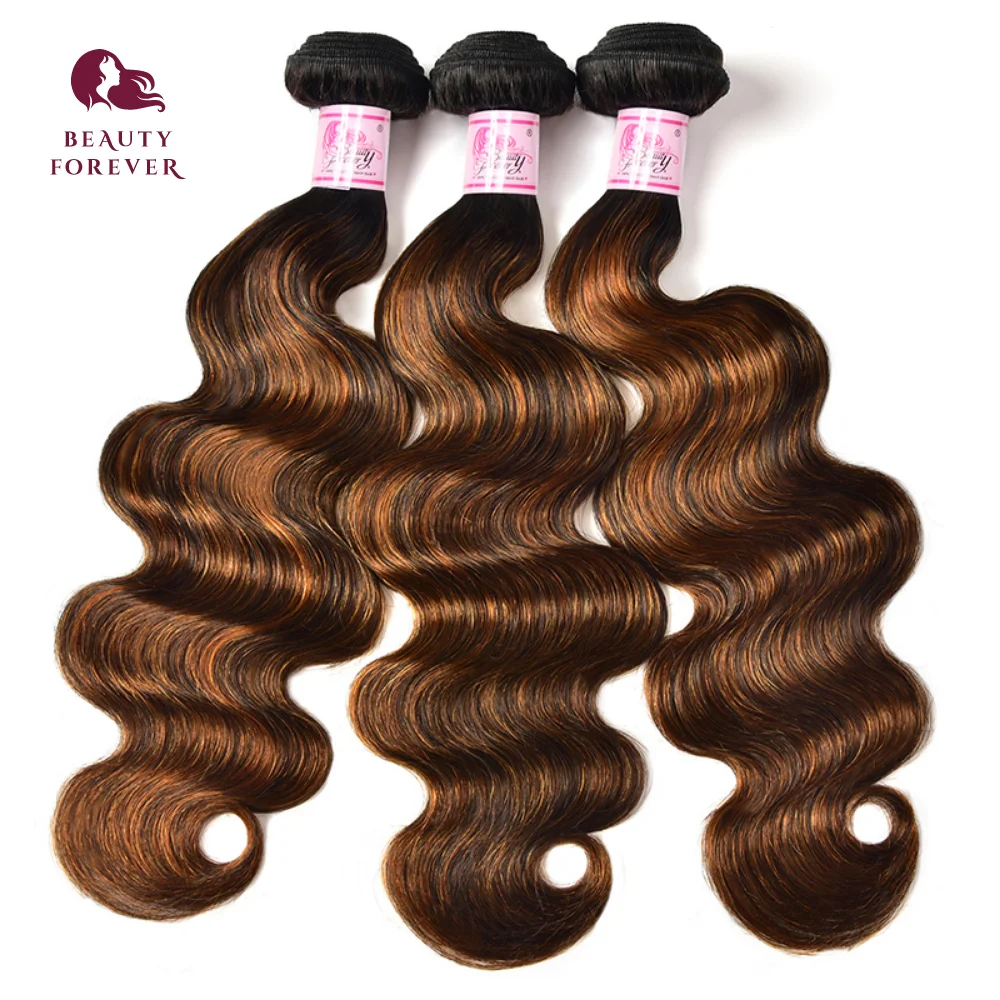 Beauty Forever Grade 12A Balayage Brown Human Hair Bundles Body Wave Curly Straight 100% Virgin Human Hair Weaves 3 Bundles