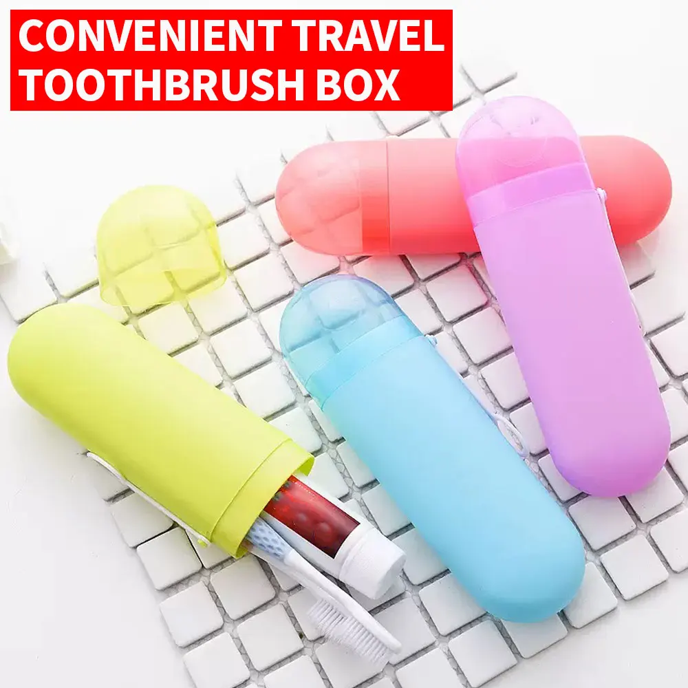 

1 toothbrush travel container, convenient for travel, small and dust-proof dental kit box, essential for home and travel
