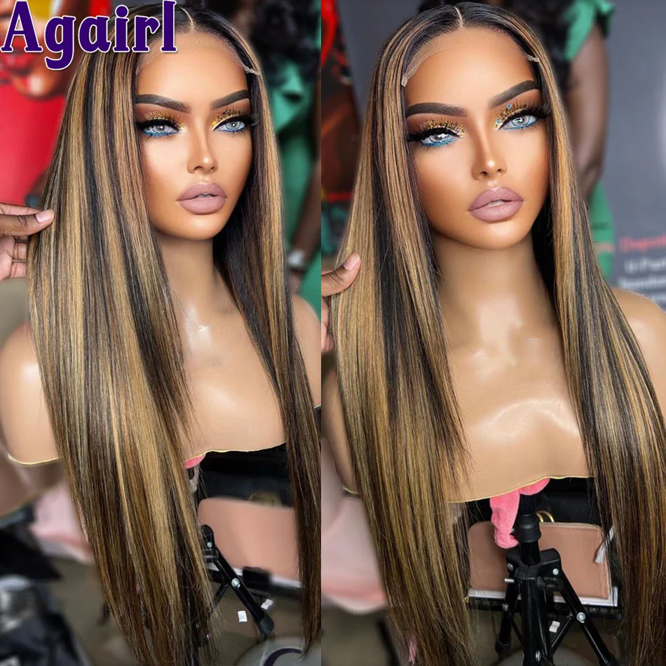

1B/27 Highlight Blonde 13x4 Lace Frontal Straight Wig Transparent 5x5 Lace Closure Wig 200% Ready To go Glueless Human Hair Wigs