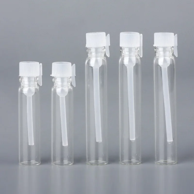 1ml Glass Dropper Bottle Transparent Mini Stick Essential Oil with Inner Stopper Sample 2ml Trial Use Perfume Sub Bottles Empty