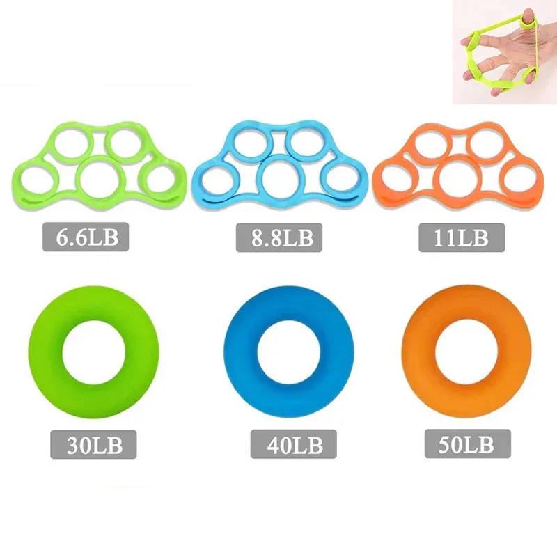 1-6 Peças Expansor de Dedos de Silicone, Fortalecedor de Punho e Mão, Faixas de Resistência para Exercício de Dedos, Fitness