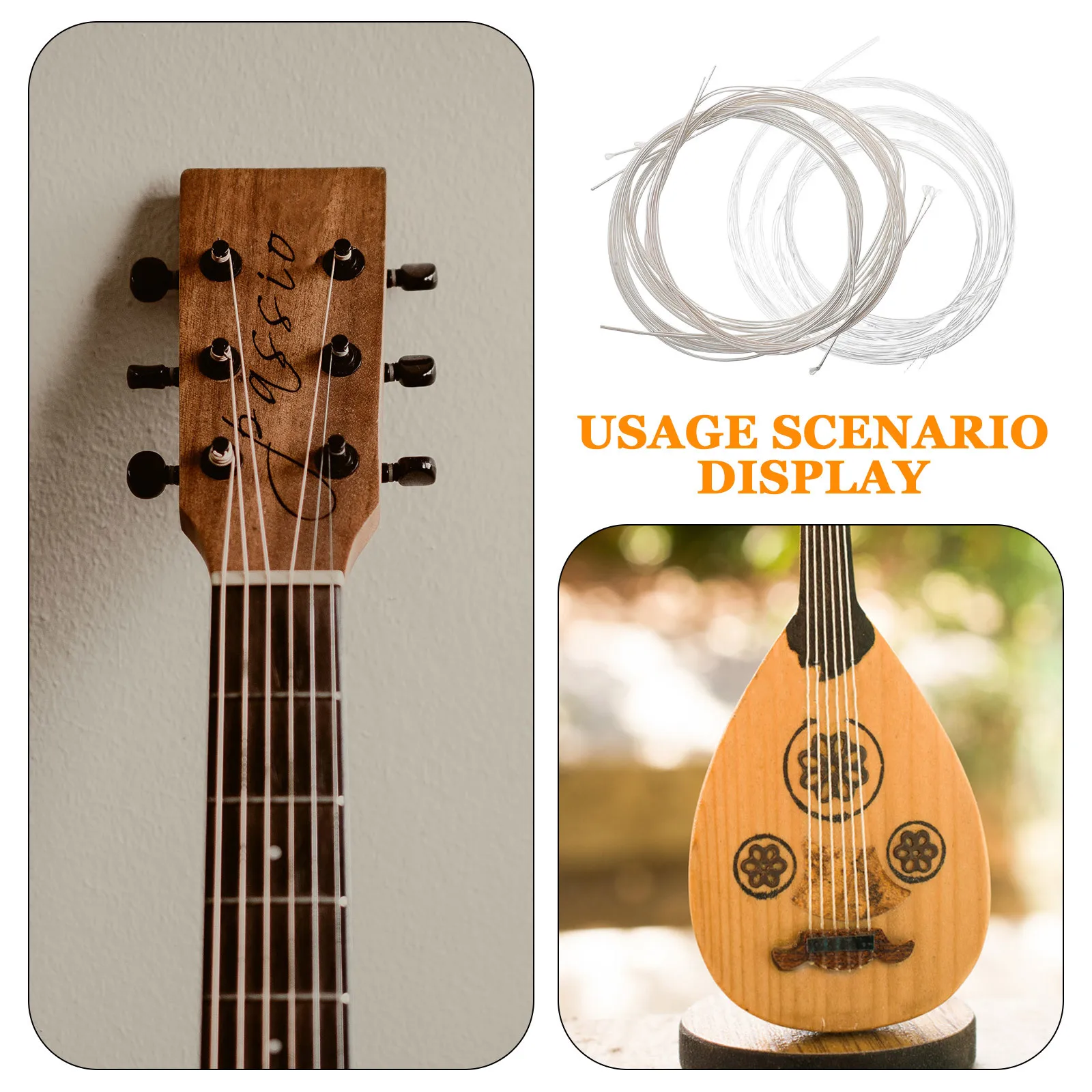 1 conjunto de cordas oud banhadas a prata, liga de cobre, substituição de longa duração, cordas de nylon para acessórios de instrumento musical oud
