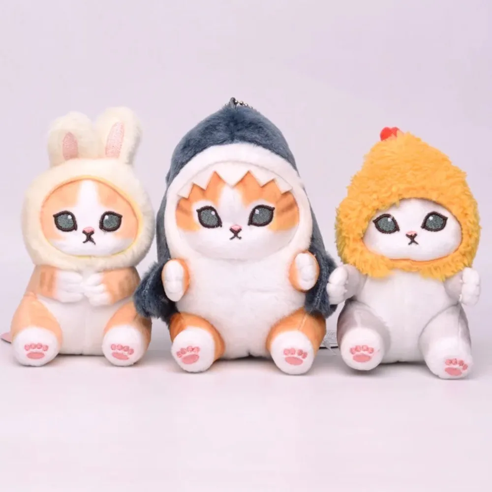 Kawaii Anime Hobby Fried Shrimp Shark Cat Plush Doll Keychain Cartoon Cute Pendant Backpack for