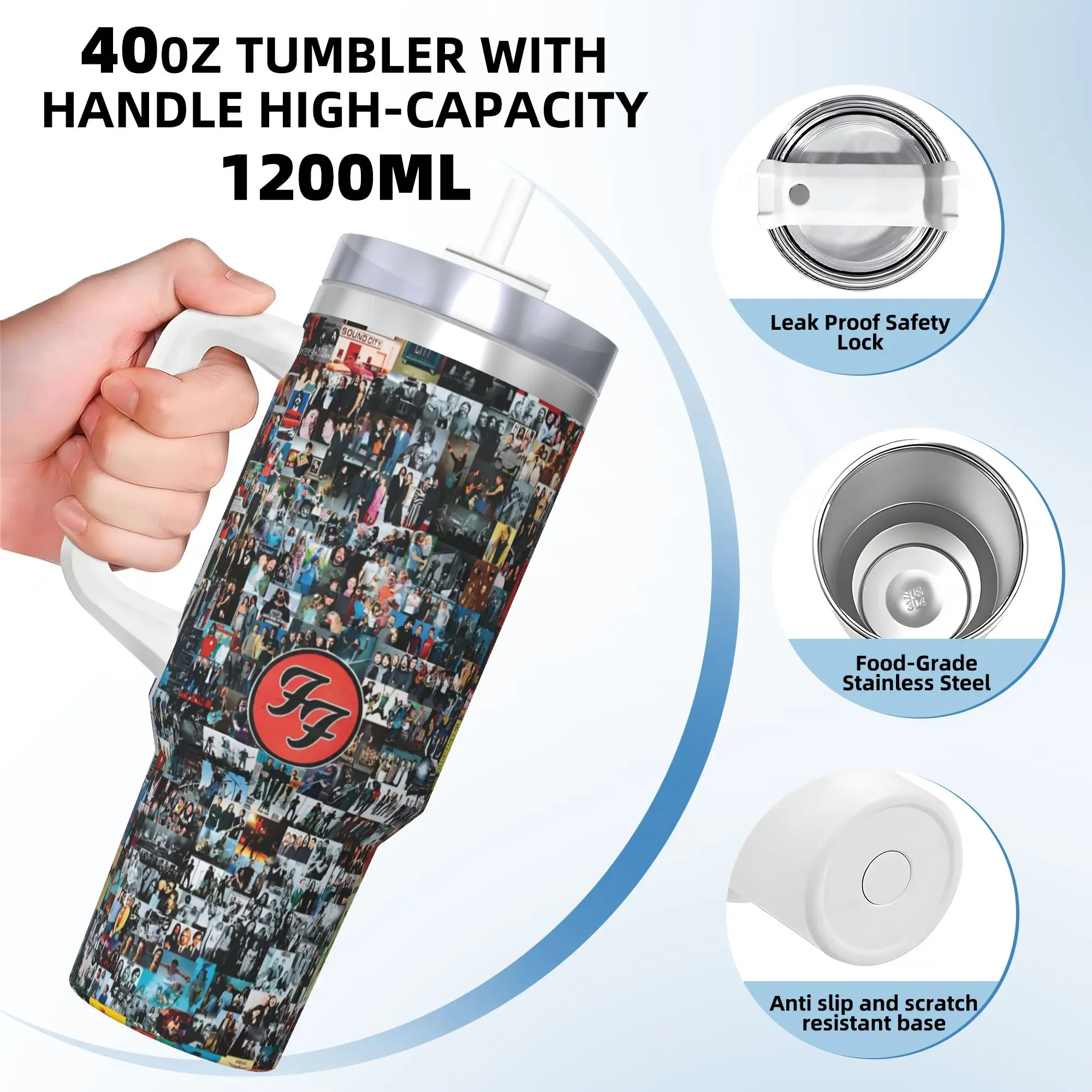 كذبة الفرقة F-المقاتلين بهلوان من الفولاذ المقاوم للصدأ التخييم القهوة القدح مع القش وغطاء أكواب كبيرة كوب المشروبات الساخنة زجاجة ماء