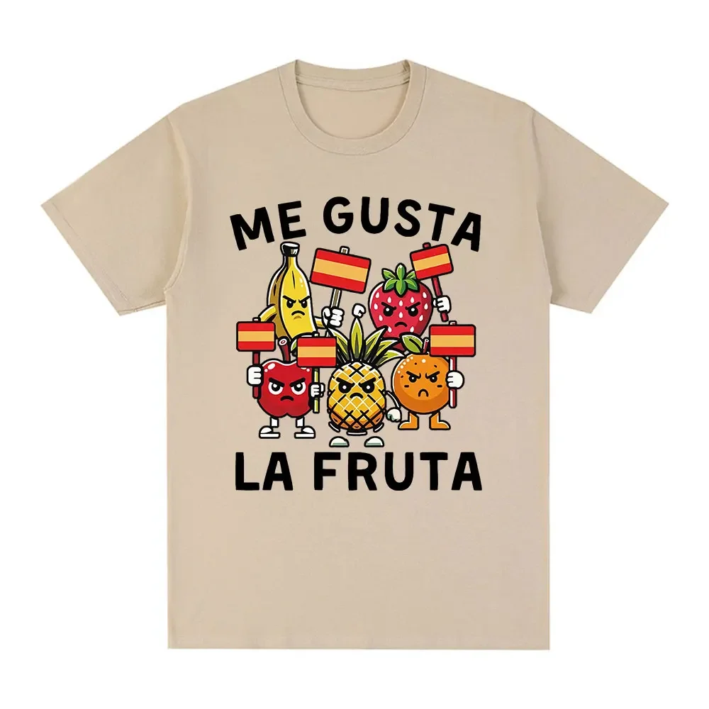 Camiseta Me Gusta La Fruta divertida me gusta frutas Meme español impreso camisetas mujeres camisetas casuales Tops ropa