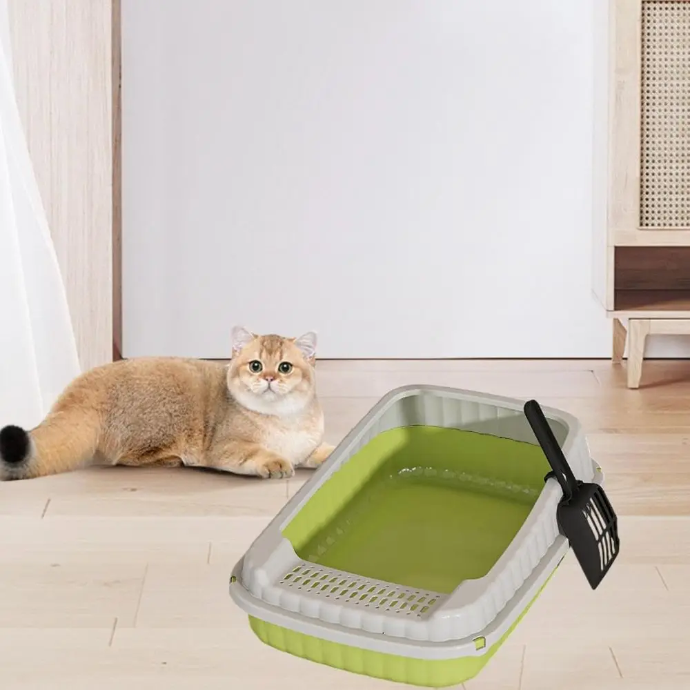 علبة نفايات القطط المفتوحة، صينية فضلات الحيوانات الأليفة، كبيرة محمولة، سرير القطط، كيتي، مقلاة القمامة، مرحاض القطط للحيوانات الصغيرة، Gre #4
