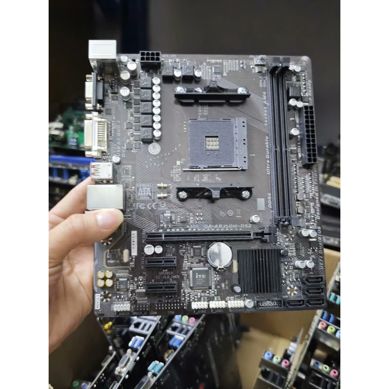 Used mATX Motherboard for GIGABYTE GA-AB350M-DS2 AM4 B350 DDR4 VGA DVI USB3.1 Gen2 Support 1/2/3/5000 Series Ryzen