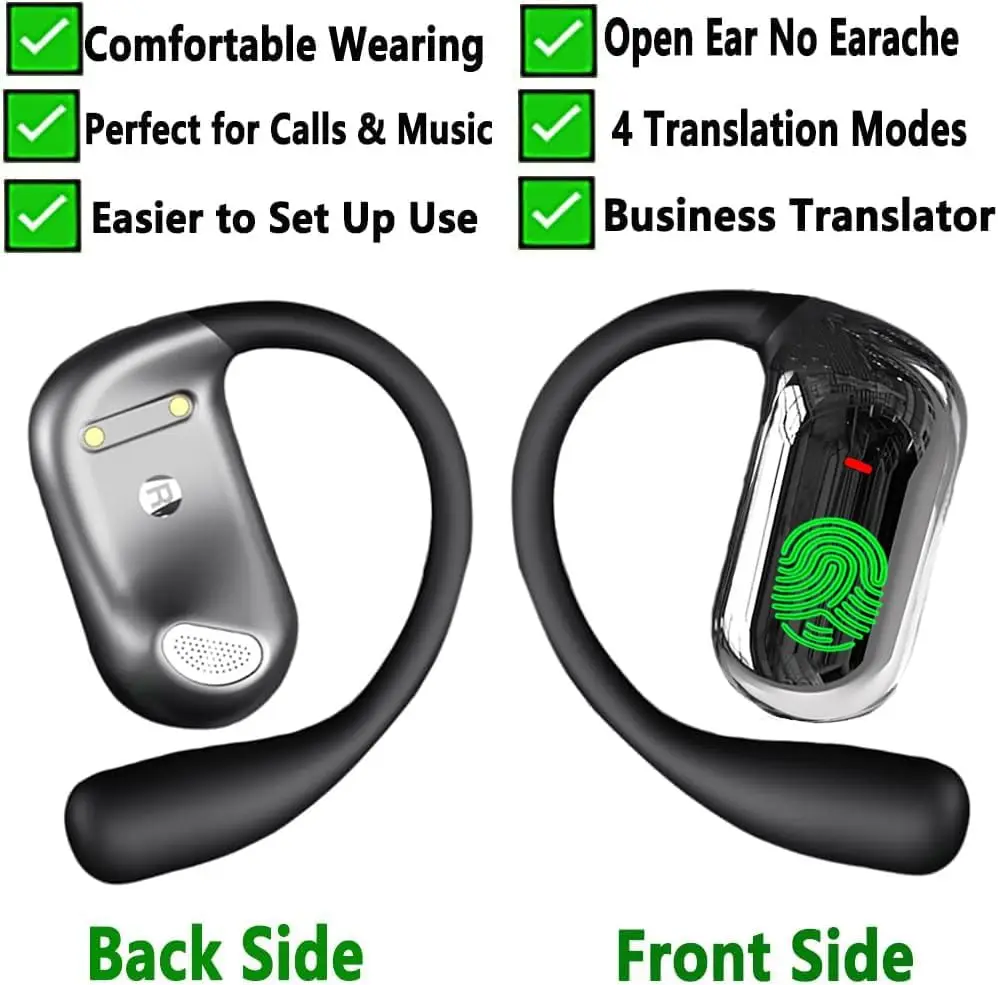 AI Translation Earbuds BT 5.4 Real-Time Translation Open-Ear No Subscription OWS 144 Languages OWS Earbuds 4 Modes Auto New